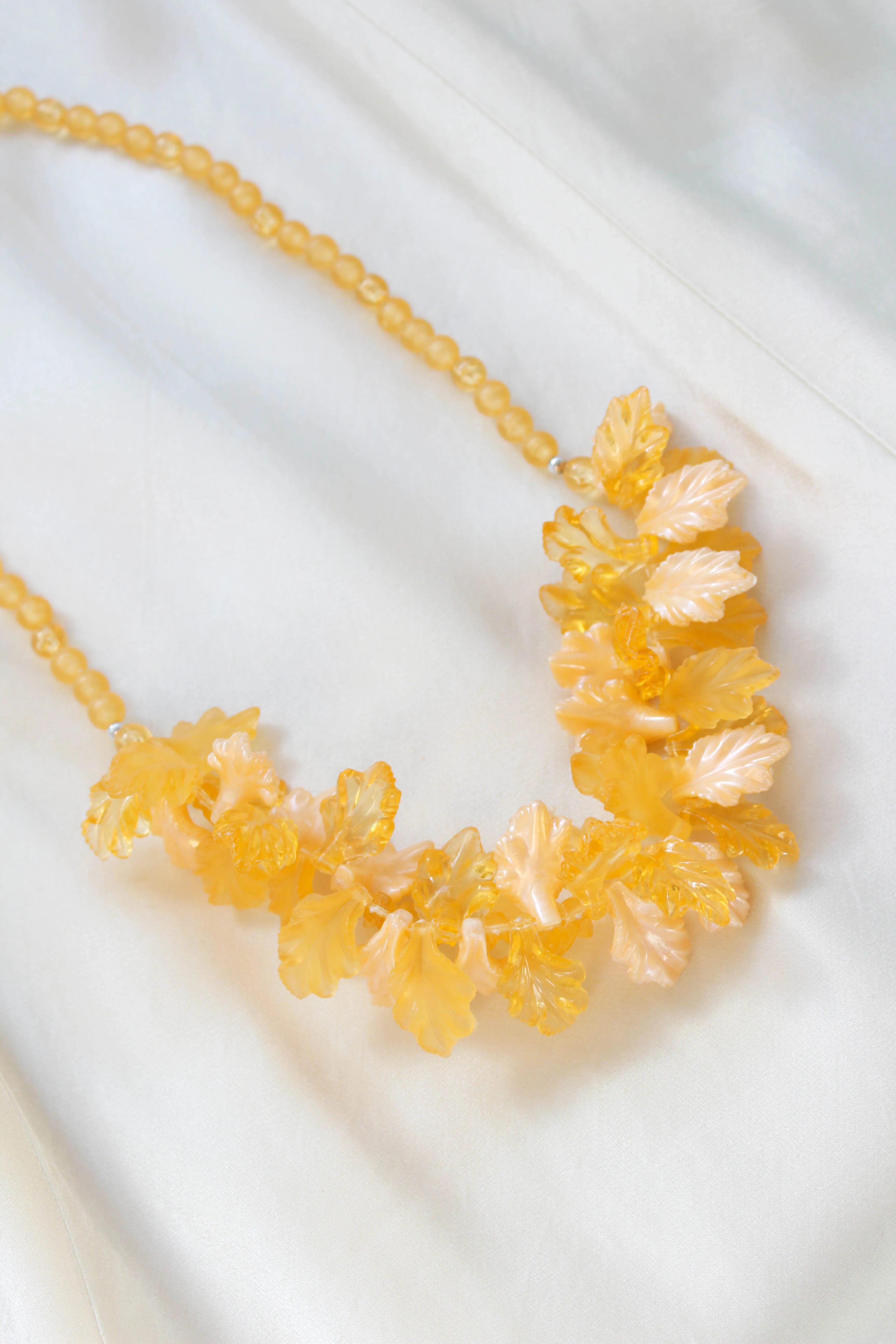 1950s Orange Plastic Leaf Necklace