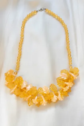 1950s Orange Plastic Leaf Necklace