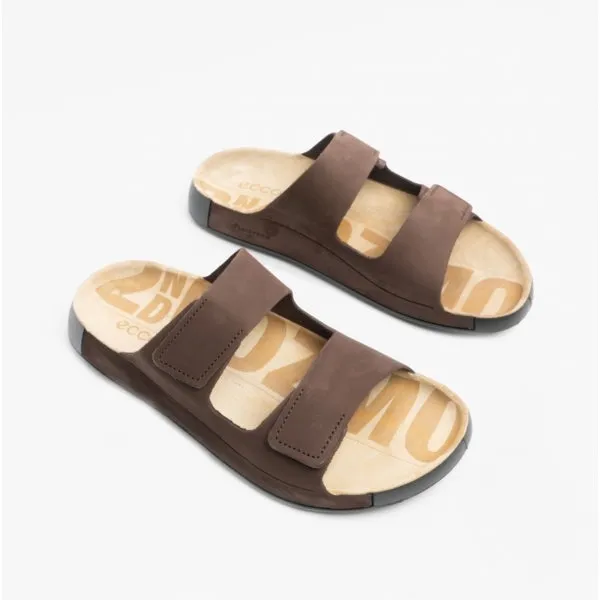 2ND COZMO Mens Leather Mule Sandals Mocha