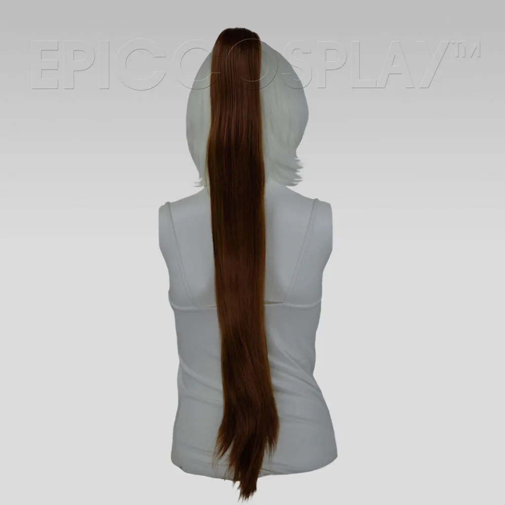 35" Medium Brown Straight Ponytail Clipon