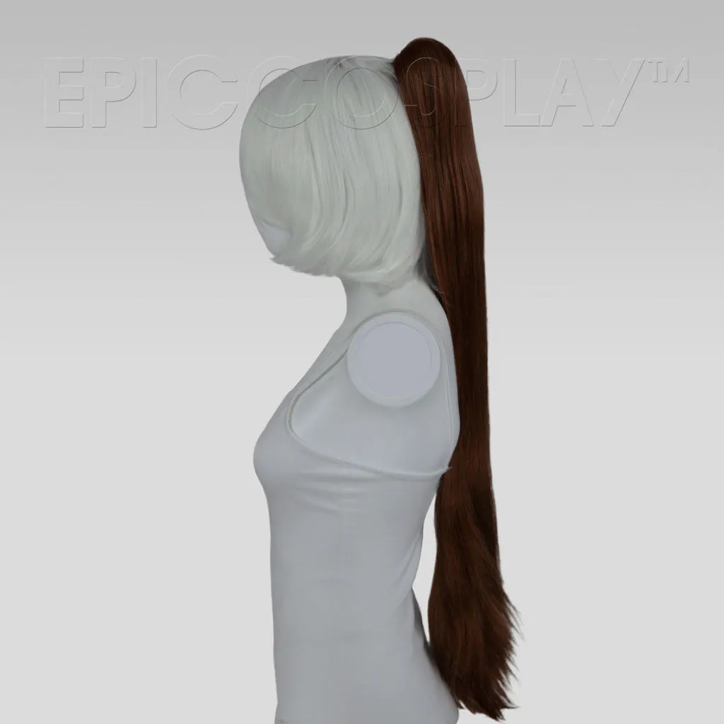 35" Medium Brown Straight Ponytail Clipon