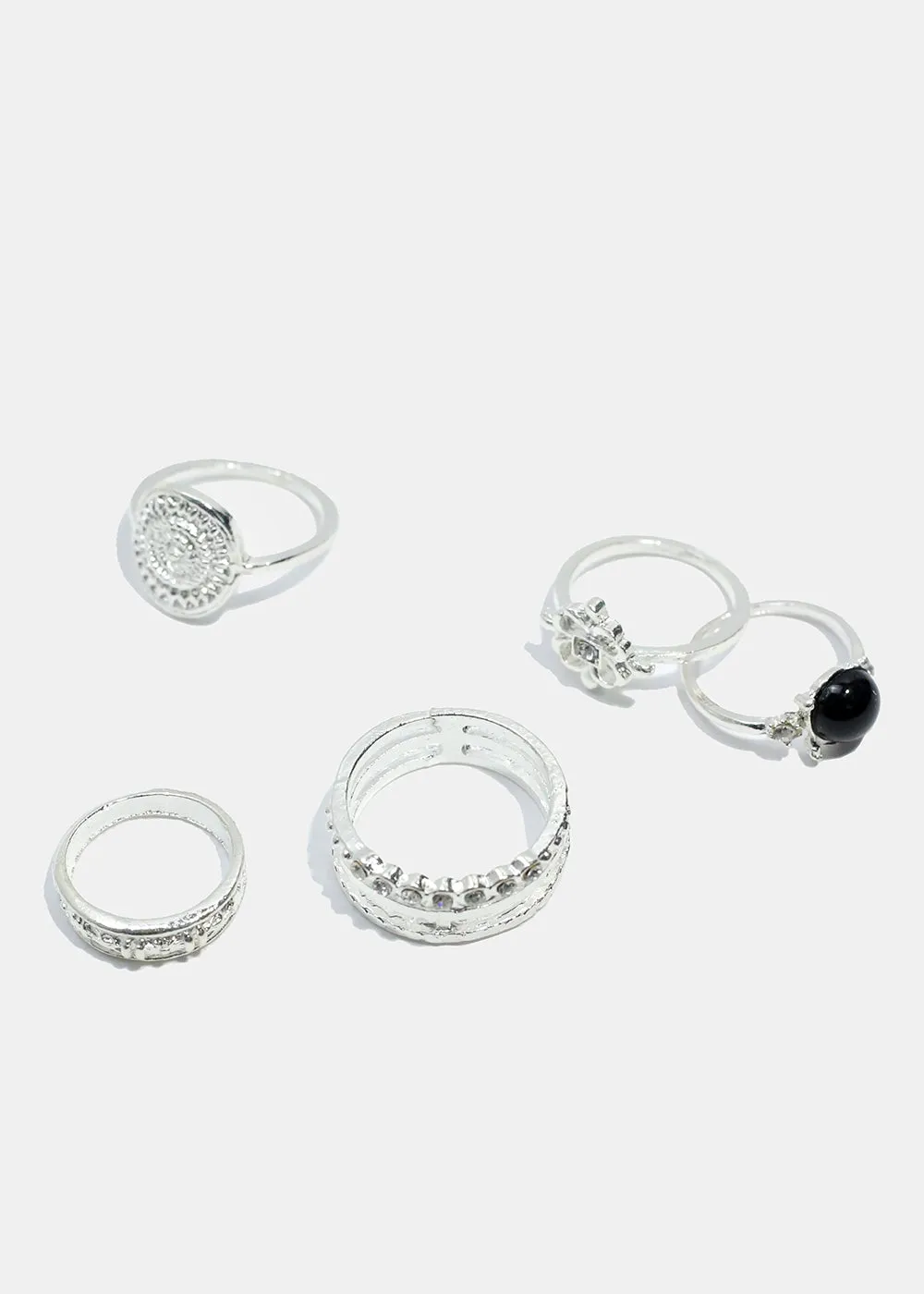 5-Piece Stone & Rhinestone Toe Rings