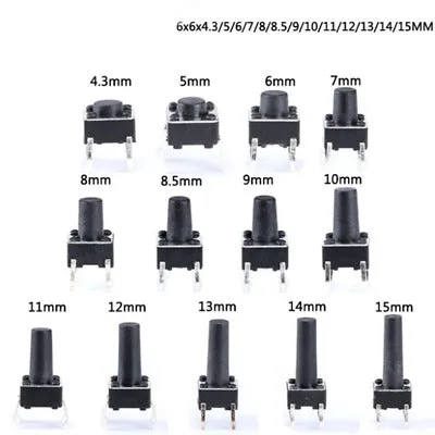 6x6x9mm Mini Tactile Black Button - 4Legs (Micro Push Switch)