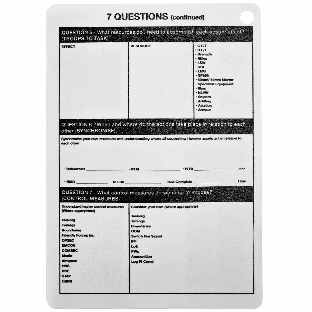 7 Questions Plastic Battle Slate Card A6