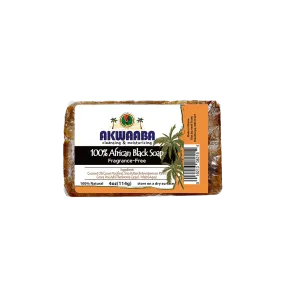 Akwaaba African Black Soap Bar (Fragrance Free) 4oz