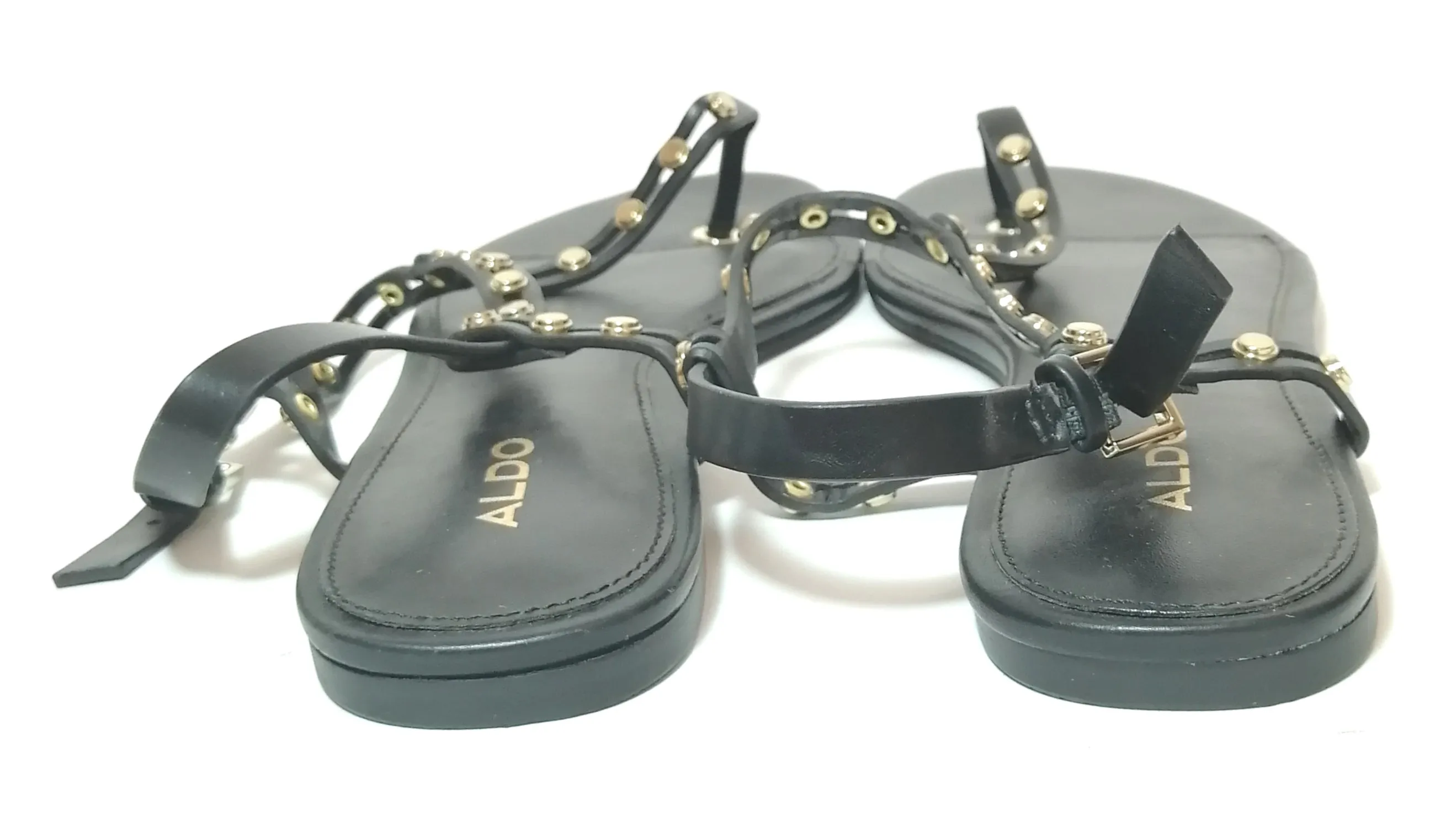 ALDO 'Starda' Black Gold Stud Thong Sandals | LIKE NEW |