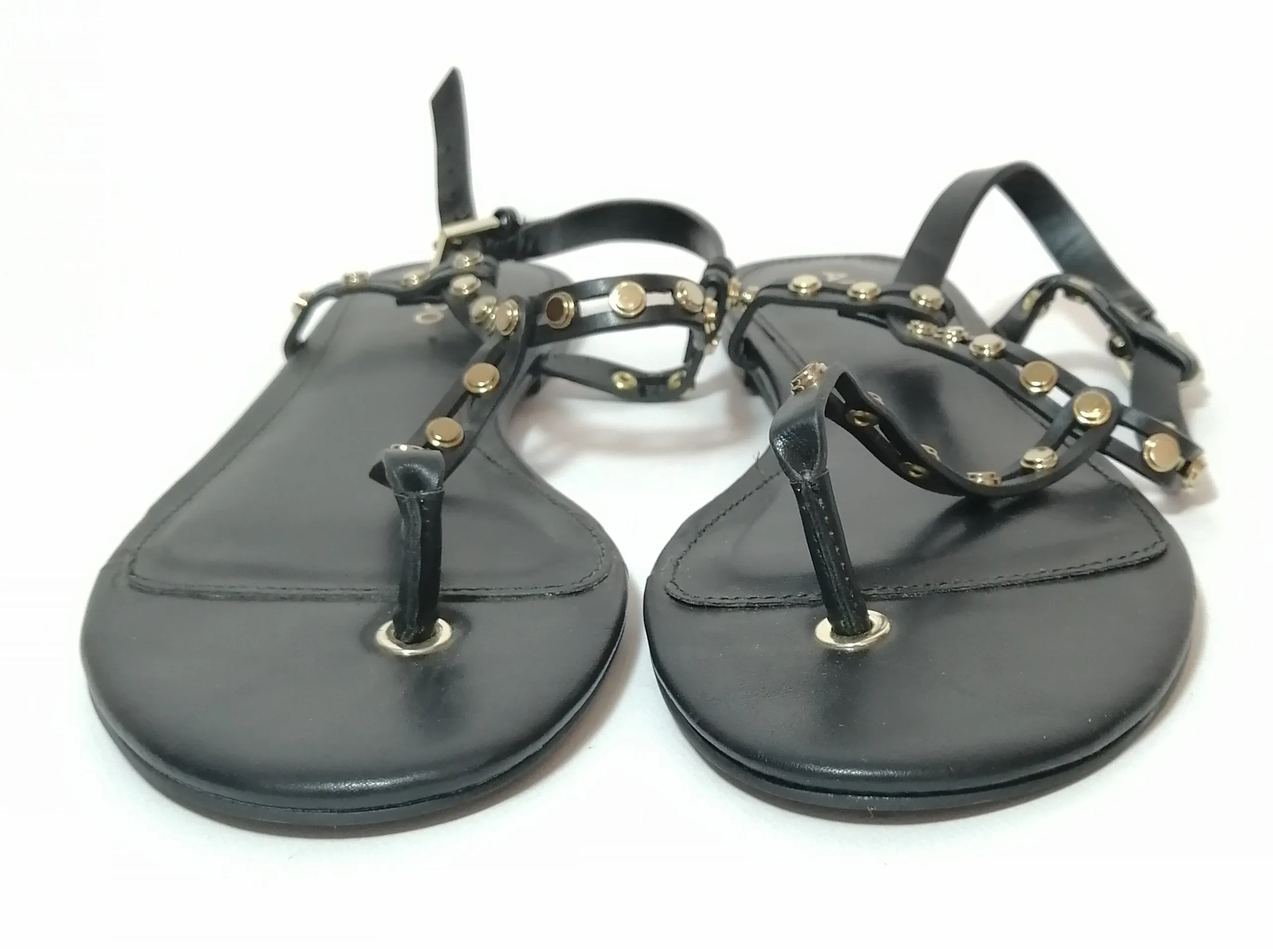 ALDO 'Starda' Black Gold Stud Thong Sandals | LIKE NEW |