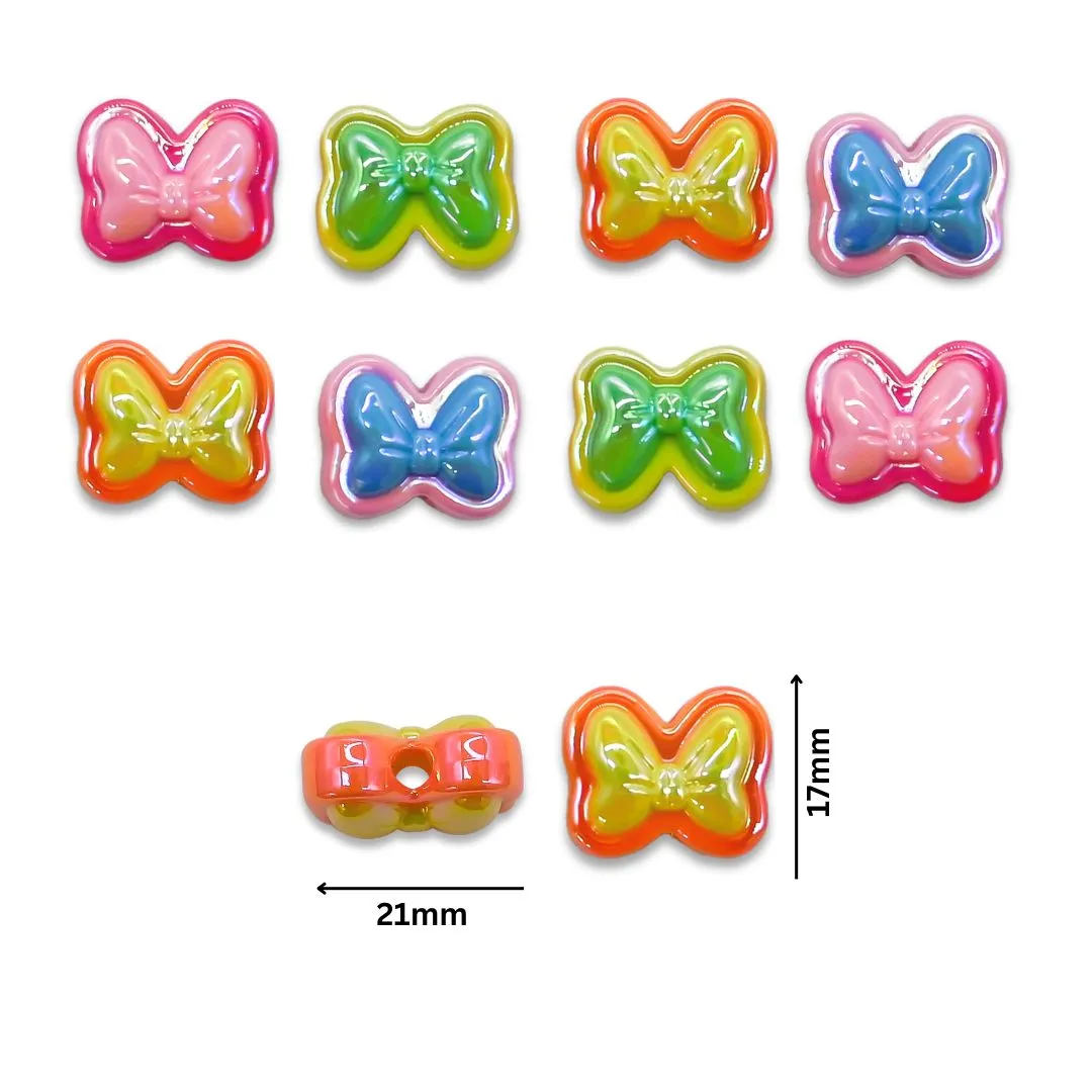 Assorted Bow UV Coating Plastic Beads | Size: 17mm | Qty: 10pcs