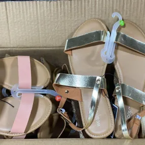 Assorted Colors/Sizes of Pink & Gold Strap Sandals (32 Pcs Lot)