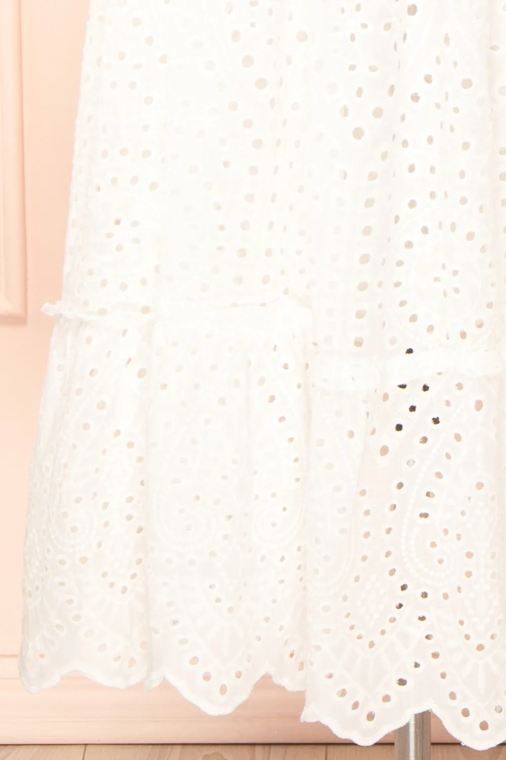 Atarah | White Midi Skirt w/ Openwork Lace