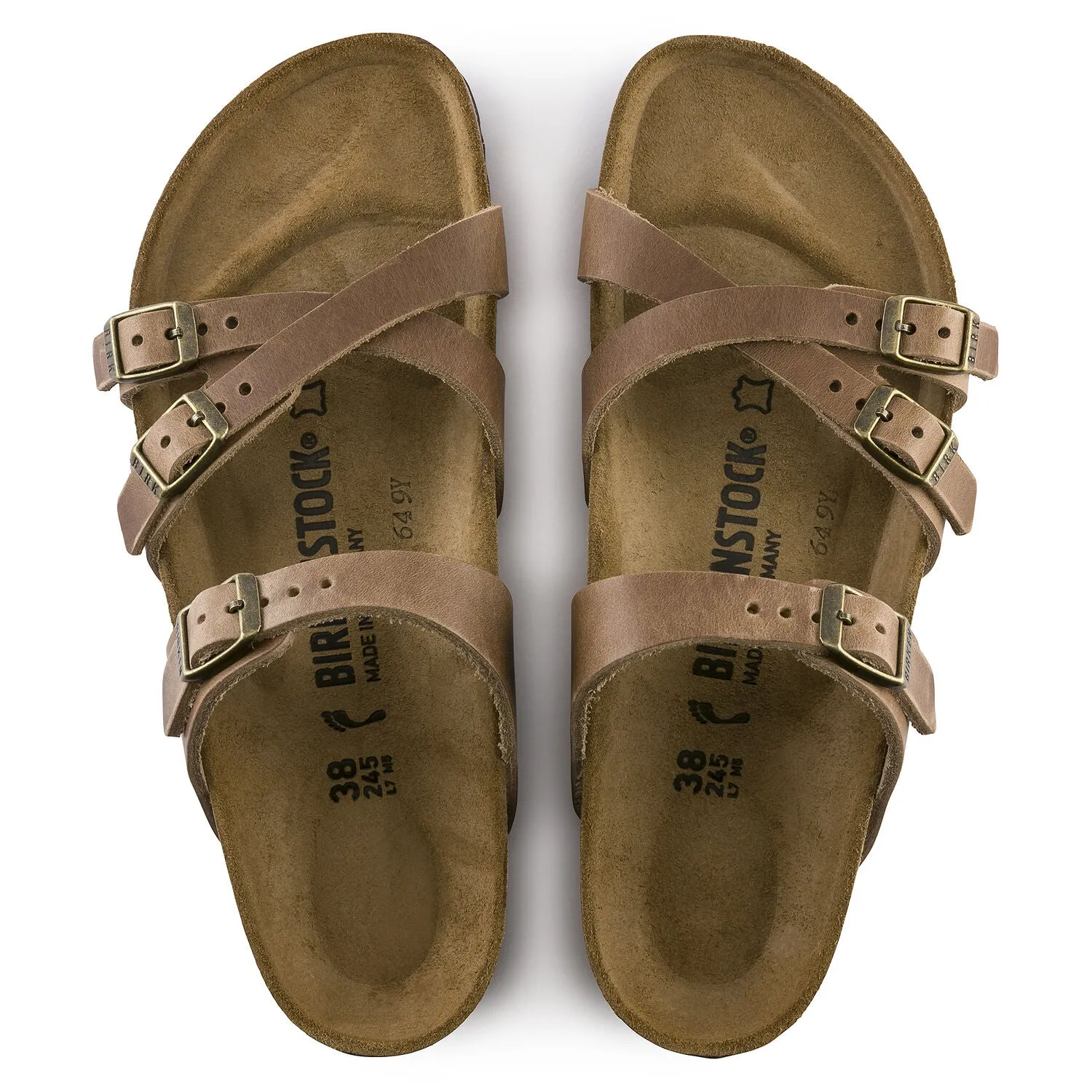 Birkenstock Franca Tobacco Oiled Leather Sandals - Classic Comfort, Regular Fit