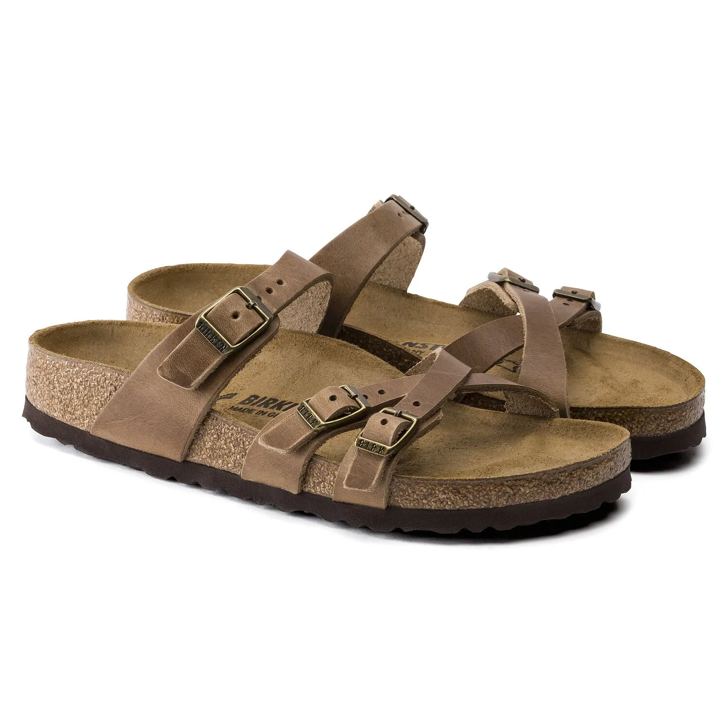 Birkenstock Franca Tobacco Oiled Leather Sandals - Classic Comfort, Regular Fit