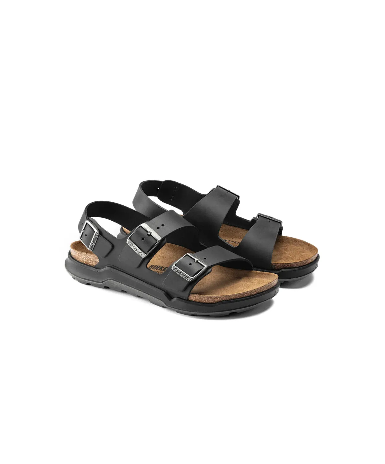 Birkenstock Milano Cross Town Oiled Leather Black Sandals