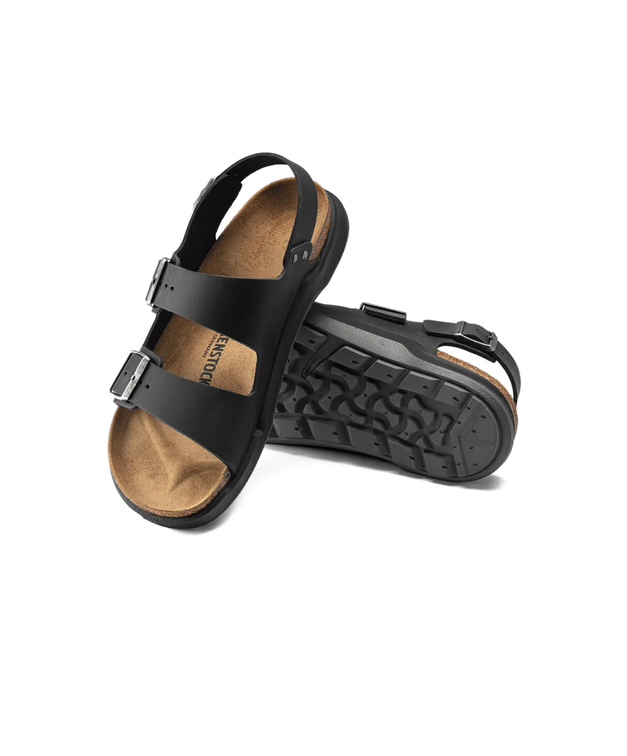 Birkenstock Milano Cross Town Oiled Leather Black Sandals