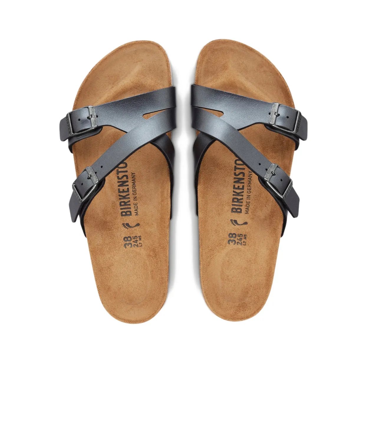 Birkenstock Yao Birko-Flor Metallic Black Sandals