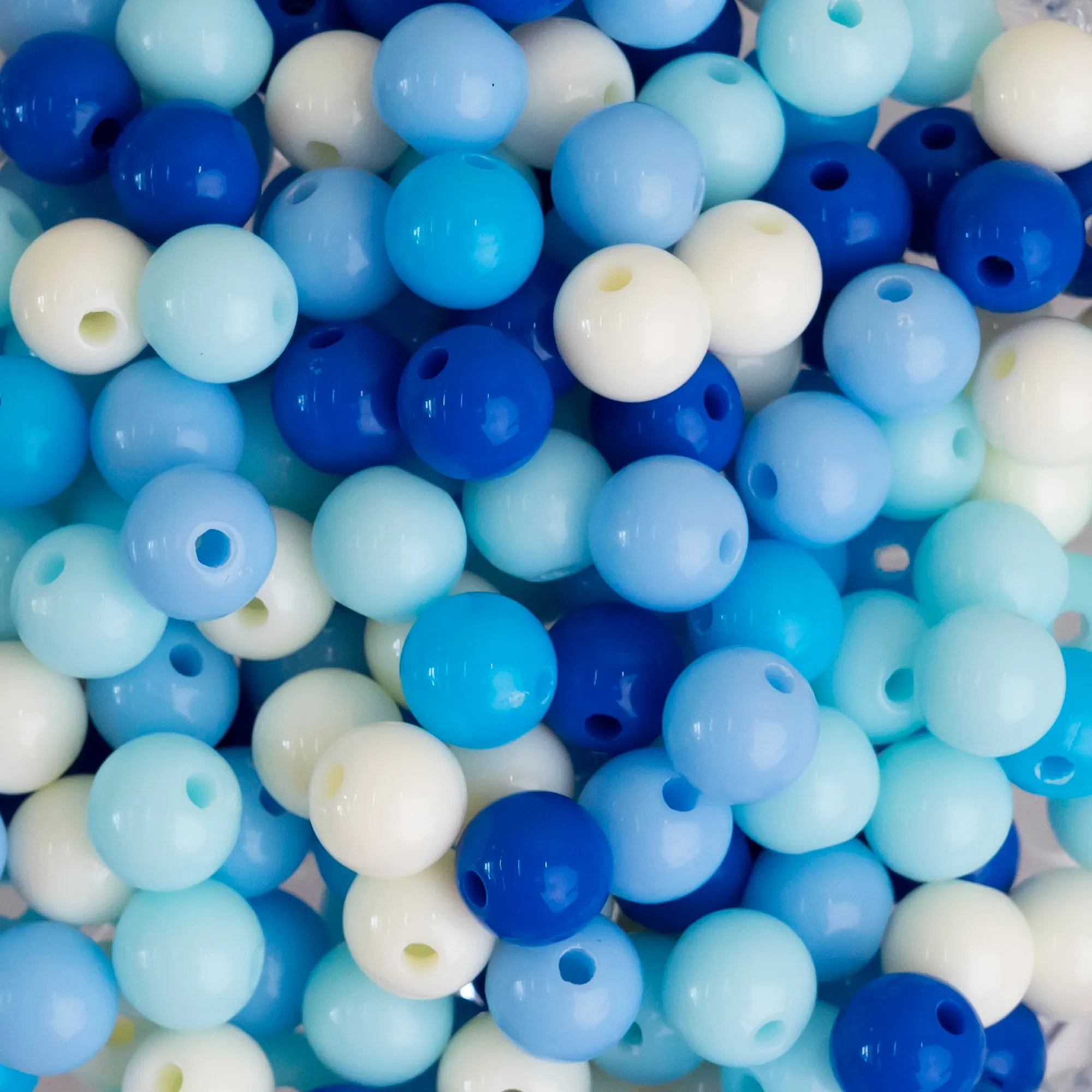 Blue Shade Round Pastel Plastic Beads