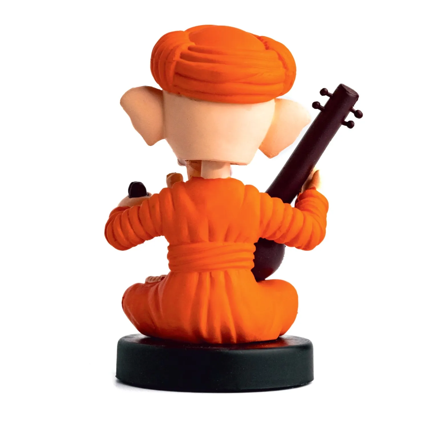 Bobble Head Sitting Ganesha Orange 5 in