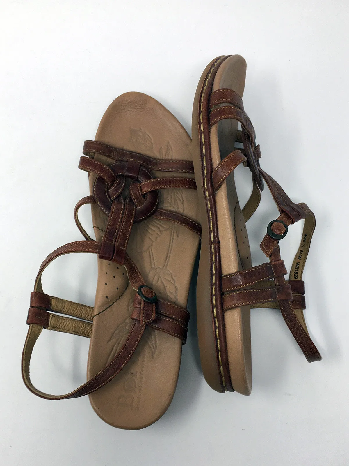 Born Size 9 Tan Criss-Cross Sandals NWOB