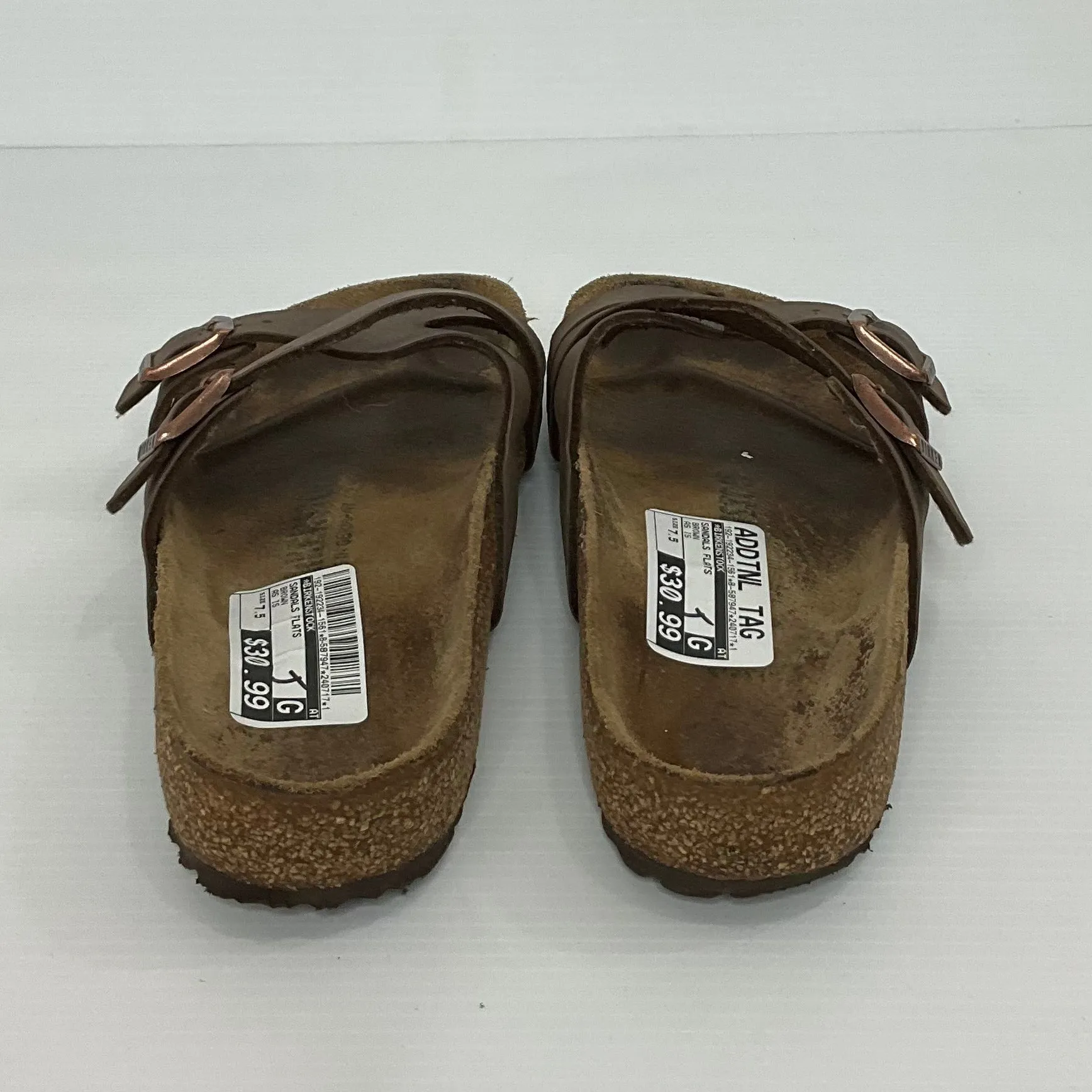 Brown Sandals Flats Birkenstock, Size 7.5