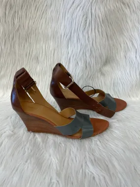 Brown Sandals Heels Wedge Nine West, Size 10.5