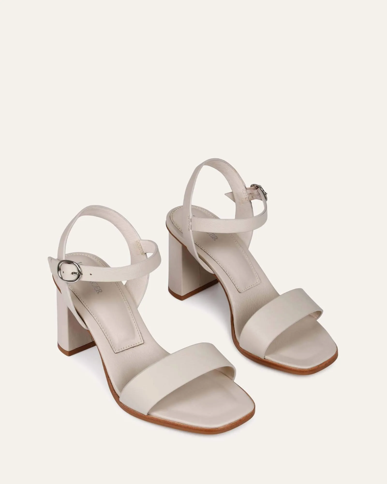 CALAIS HIGH HEEL SANDALS BONE LEATHER