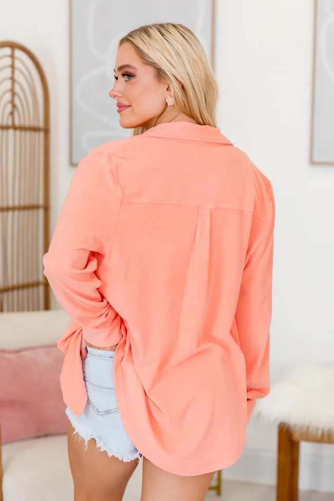 Can't Get Enough Coral Brushed Rib Shacket FINAL SALE