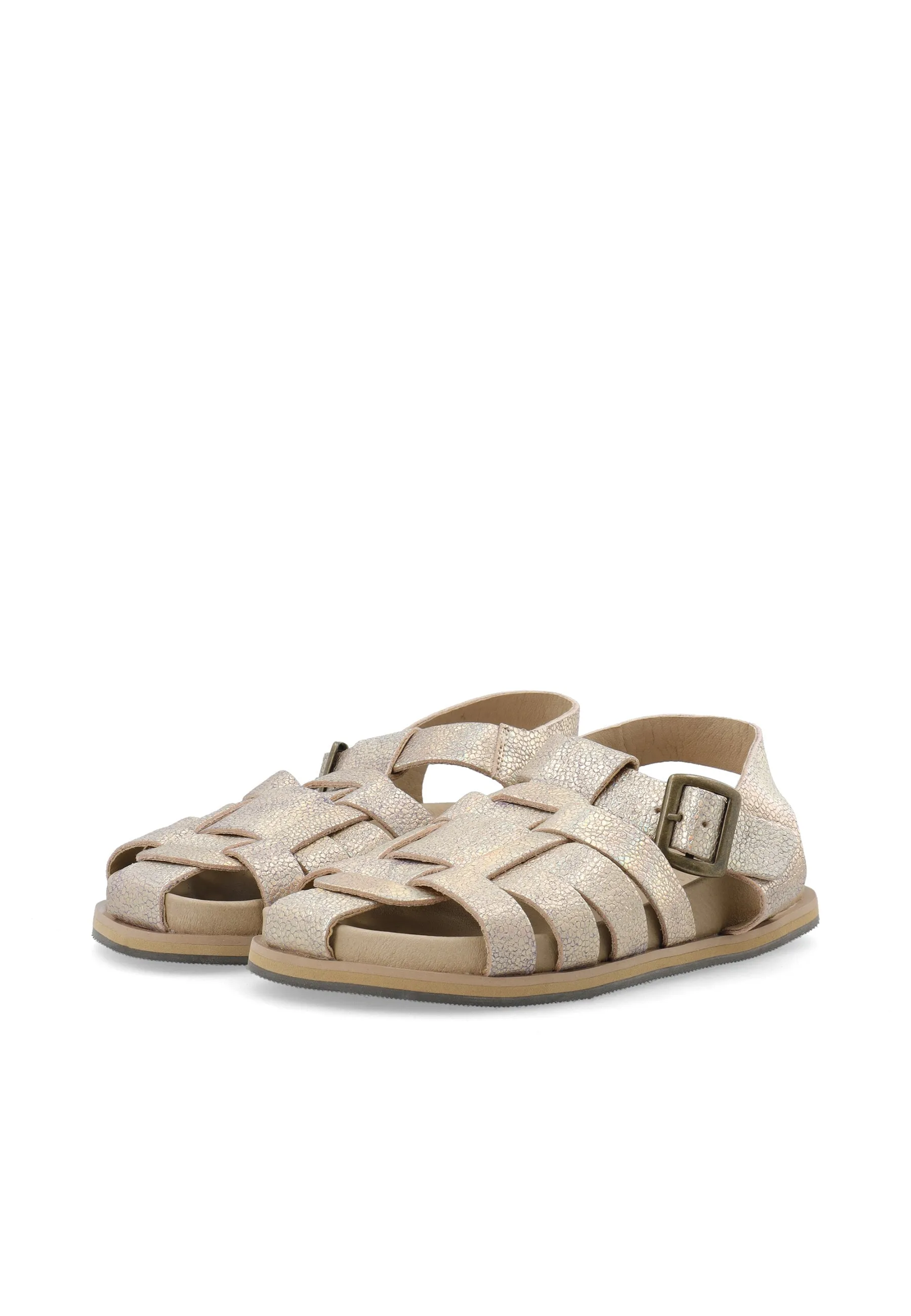 Casjenny Beige Leather Sandals