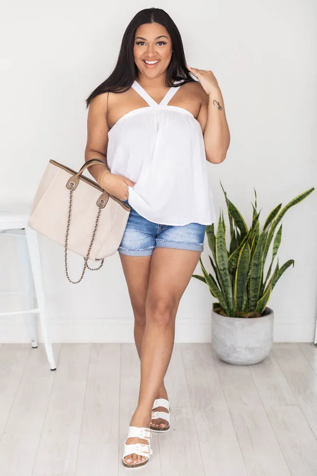 Catch A Wish Ivory Halter Neck Tank FINAL SALE