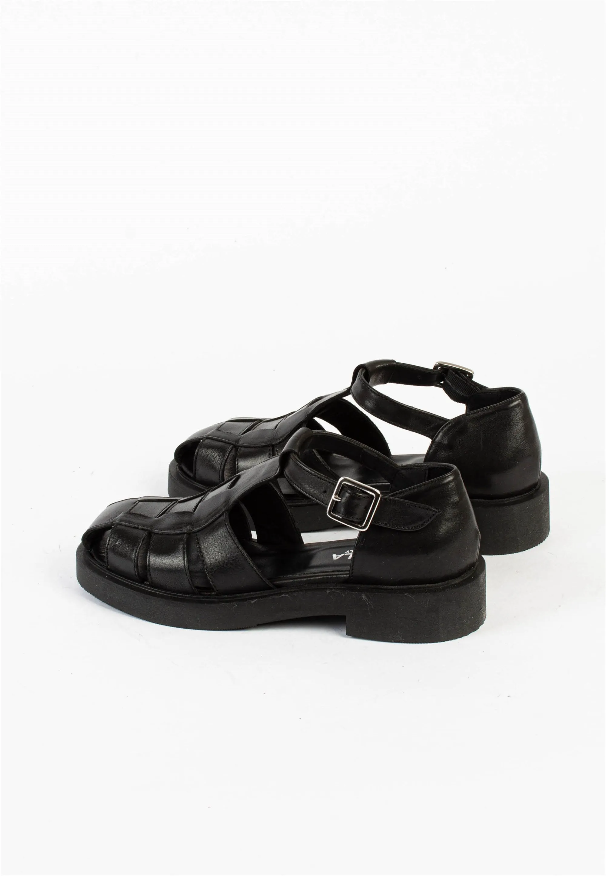 Clara Black Leather Sandals