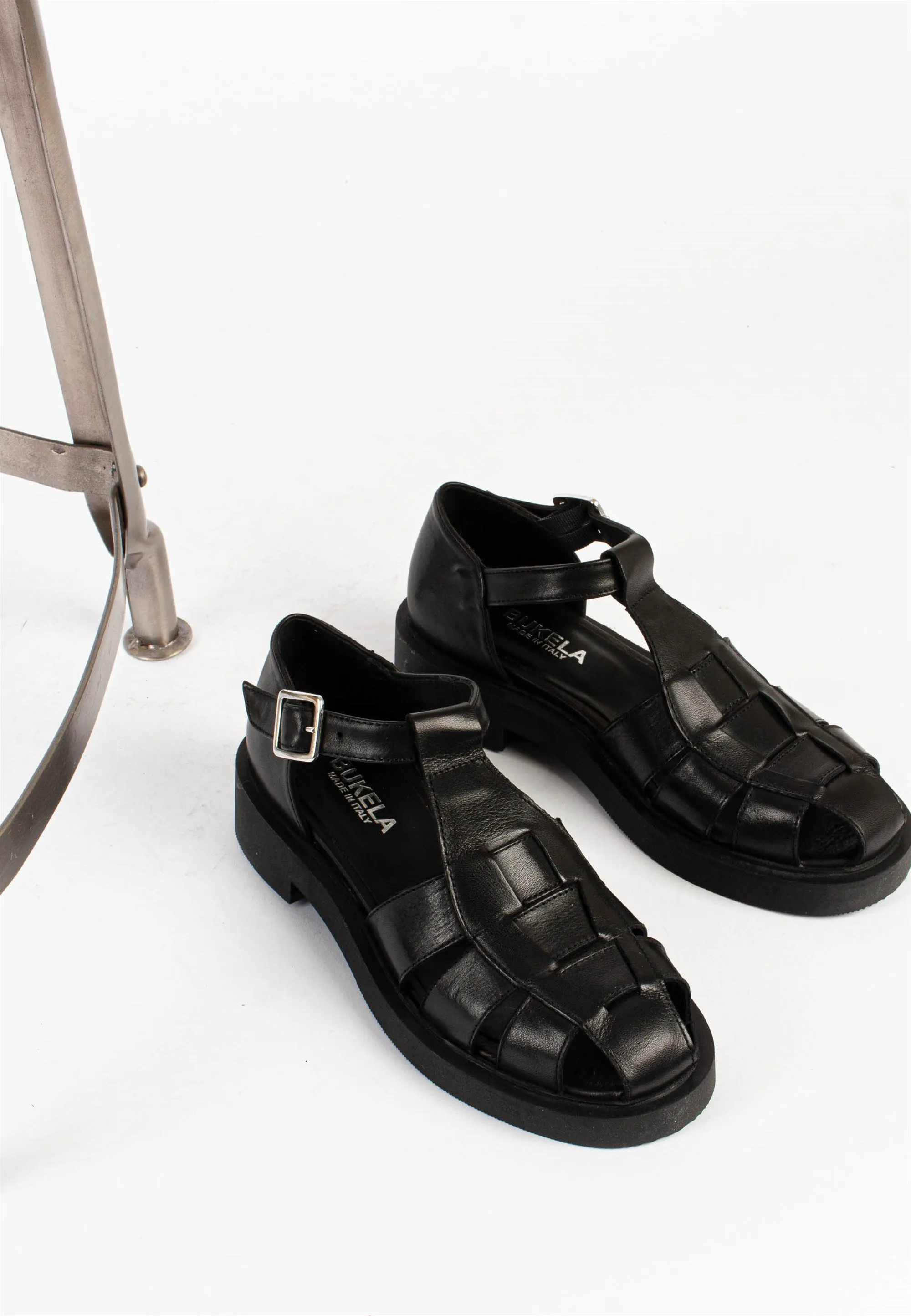 Clara Black Leather Sandals