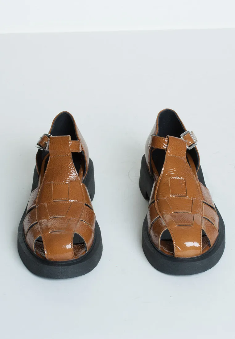 Clara Cognac Leather Sandals