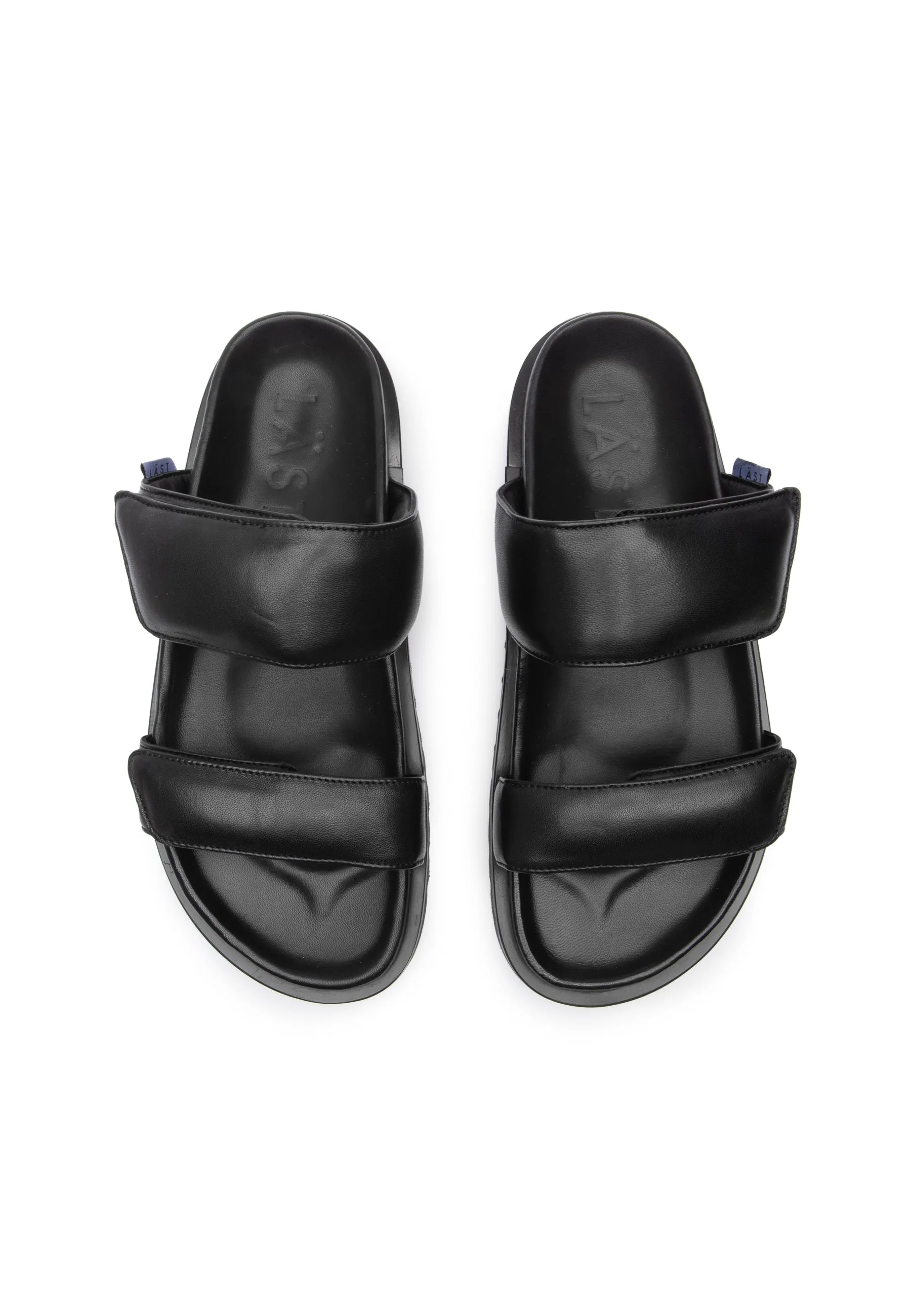 Corine Black Leather Puffy Sandals