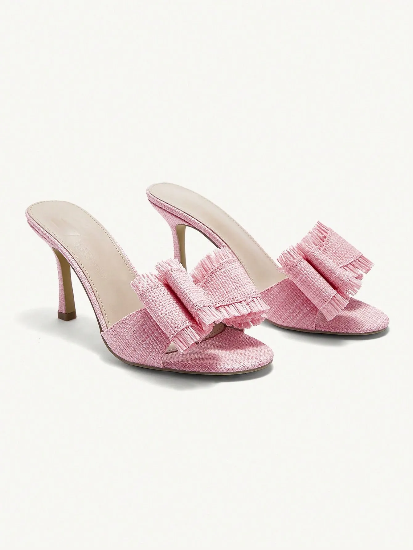 CUCCOO CHICEST Round-Toe Thin High-Heeled Outdoor Pink Weaved Bowknot Fashionable And Simple Pink Women's Sandals