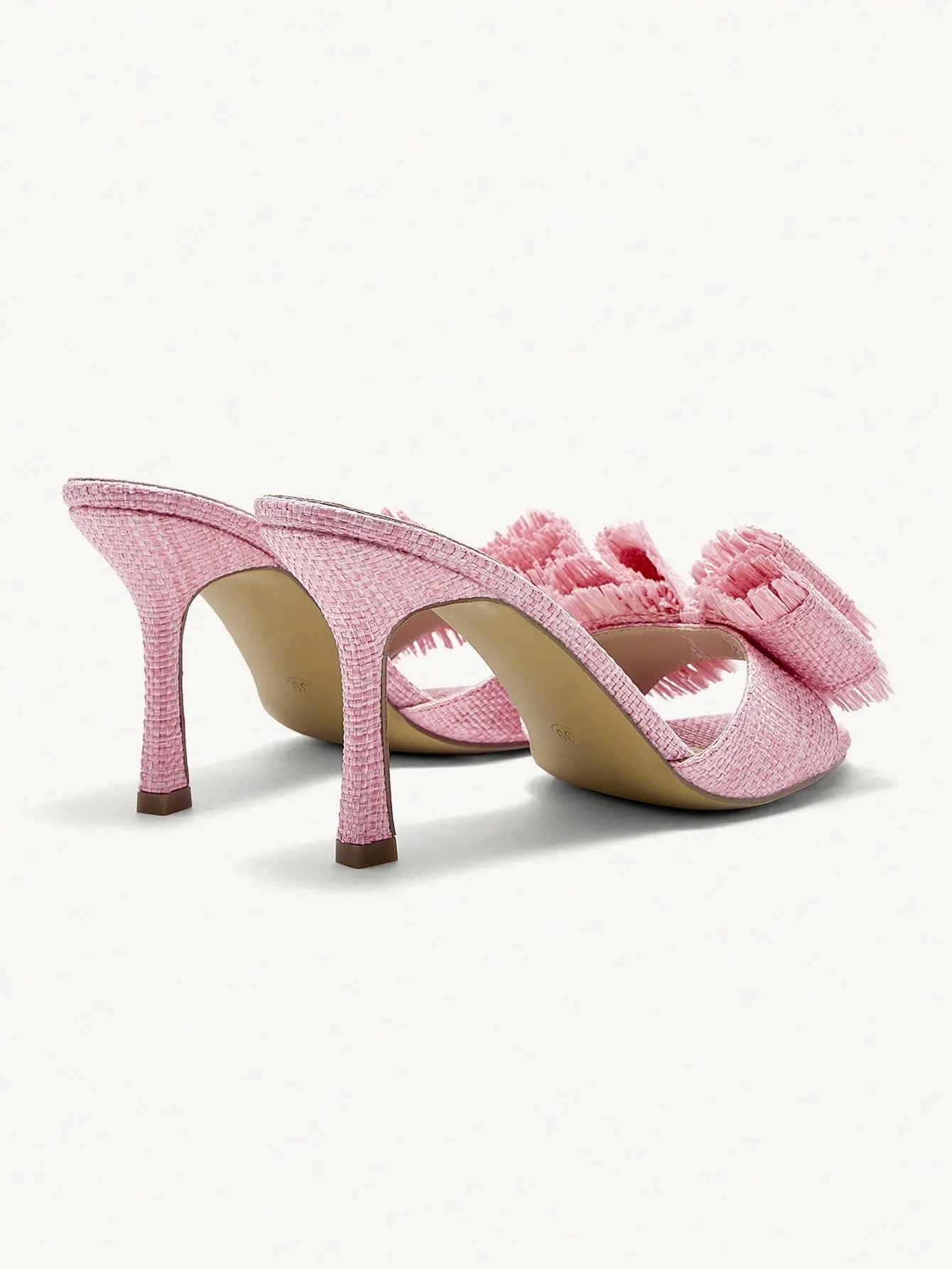 CUCCOO CHICEST Round-Toe Thin High-Heeled Outdoor Pink Weaved Bowknot Fashionable And Simple Pink Women's Sandals