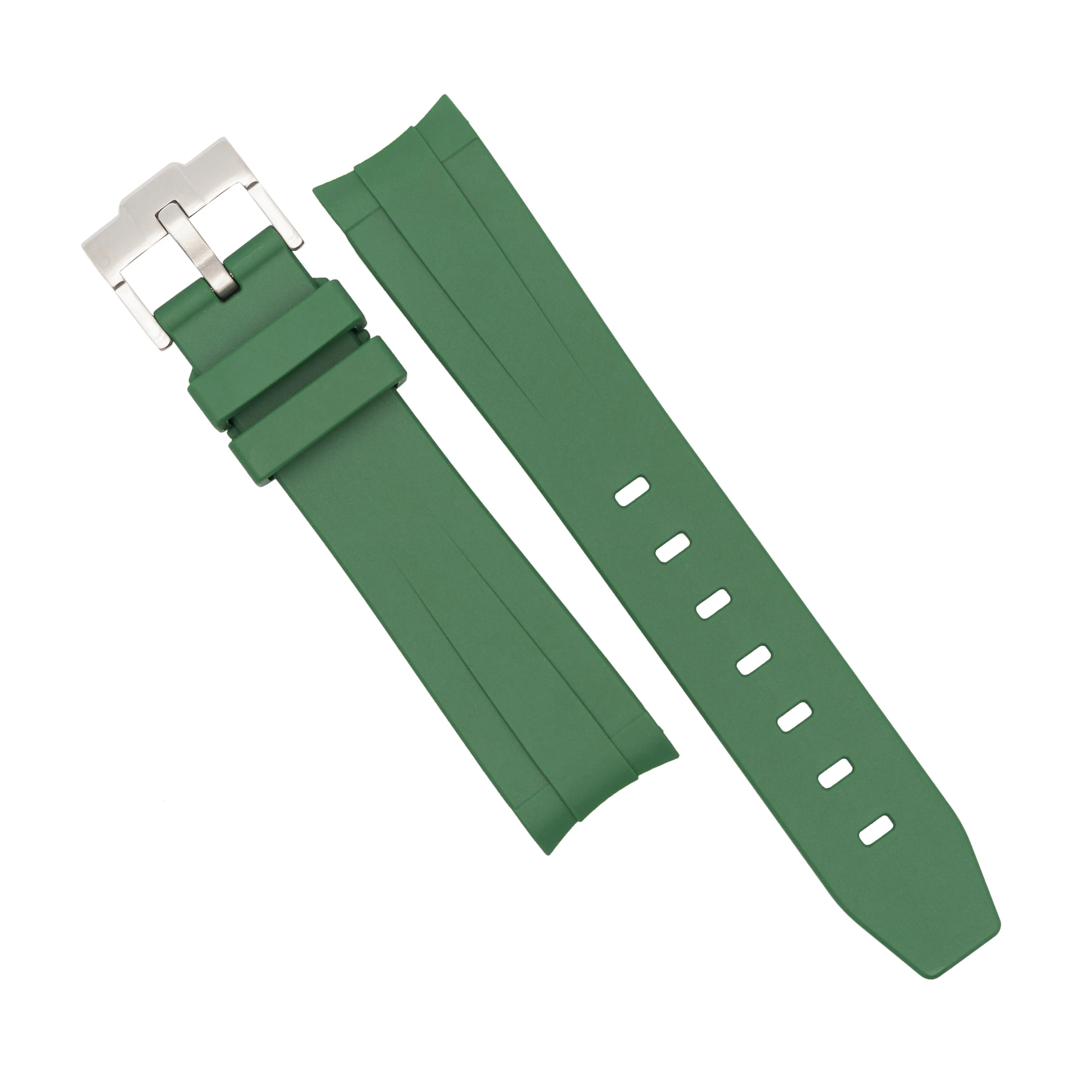 Curved End Rubber Strap for Omega x Swatch Moonswatch in Green