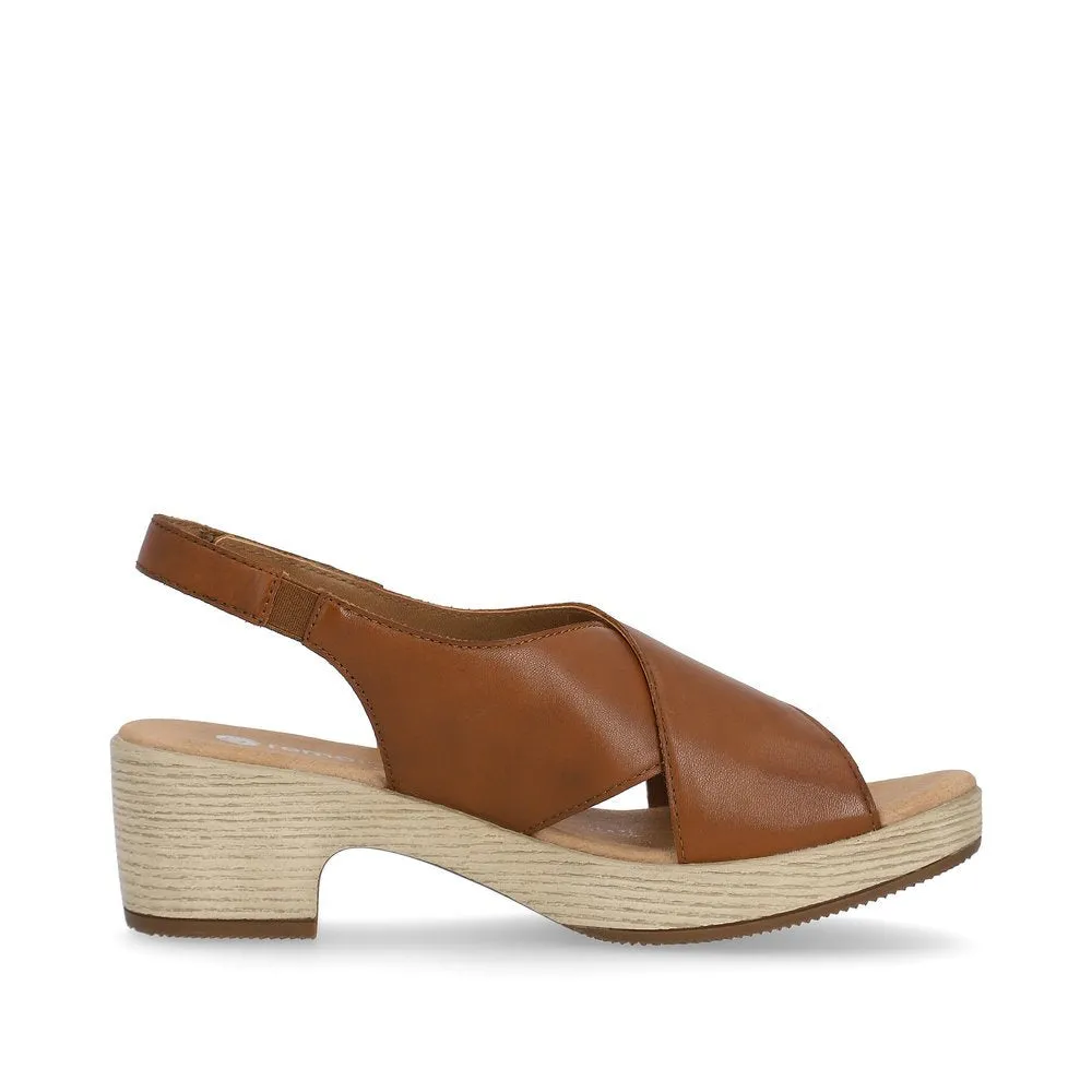 D0N54-24 Cross Strap Heel Brown