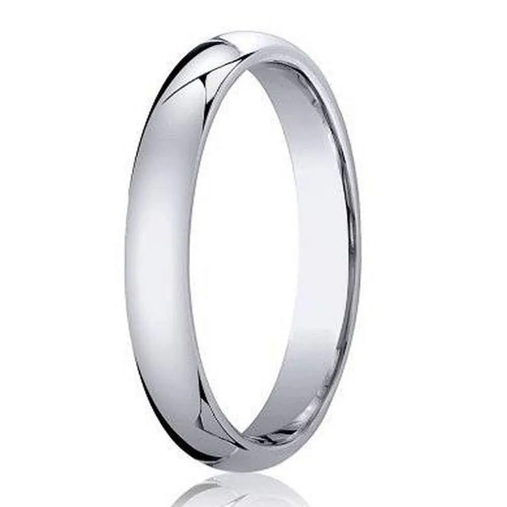 Designer 3 mm Domed Comfort-fit 10K White Gold Wedding Band