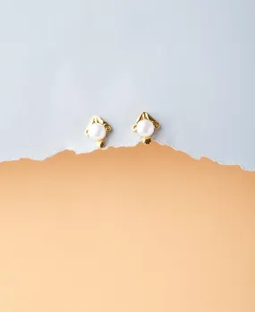 Elegant White Pearl Stud Earrings