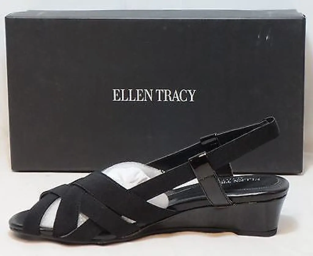 ELLEN TRACY Women's Jonas Sandal - Black Patent -  size 7M