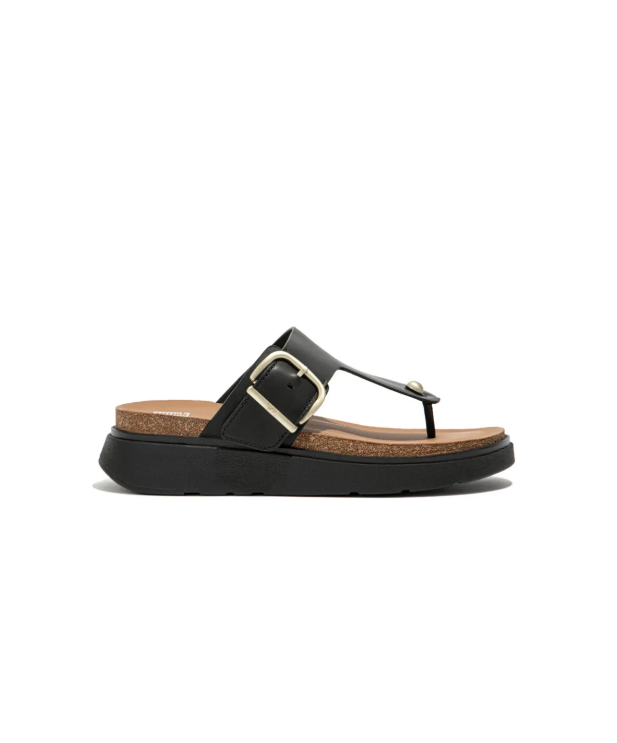 Fitflop Gen-FF Buckle Leather Toe Post Sandal Black