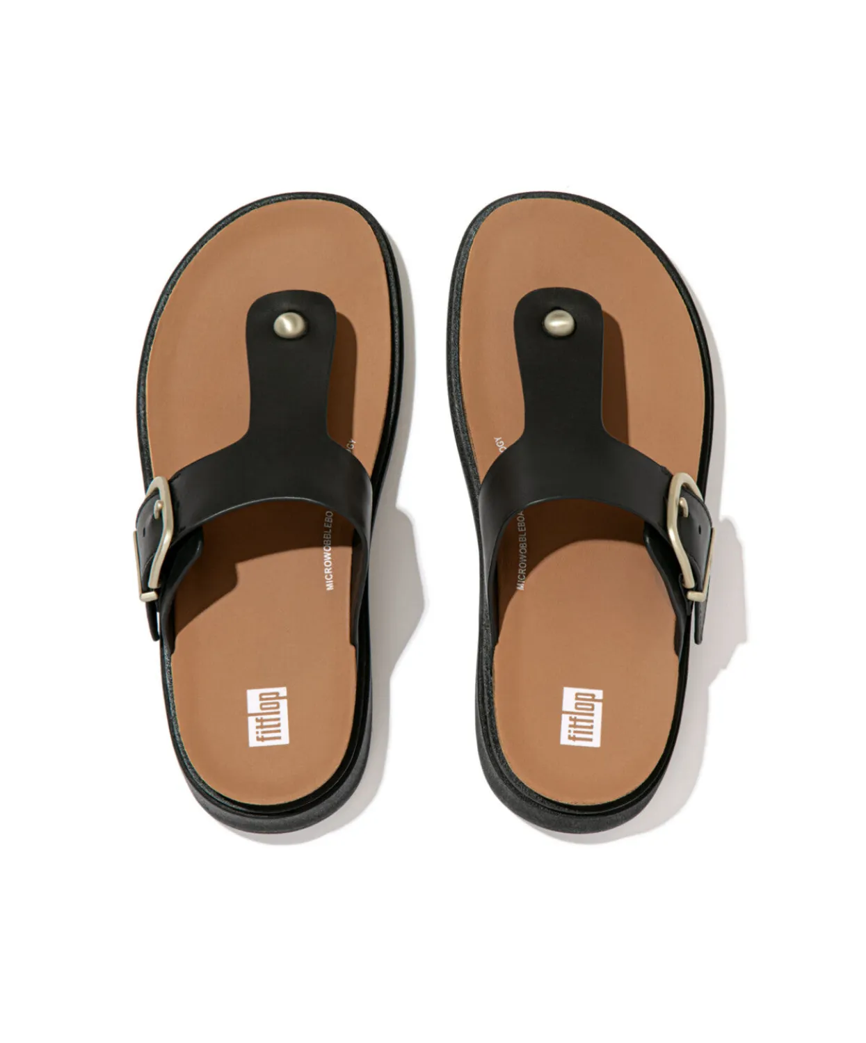 Fitflop Gen-FF Buckle Leather Toe Post Sandal Black