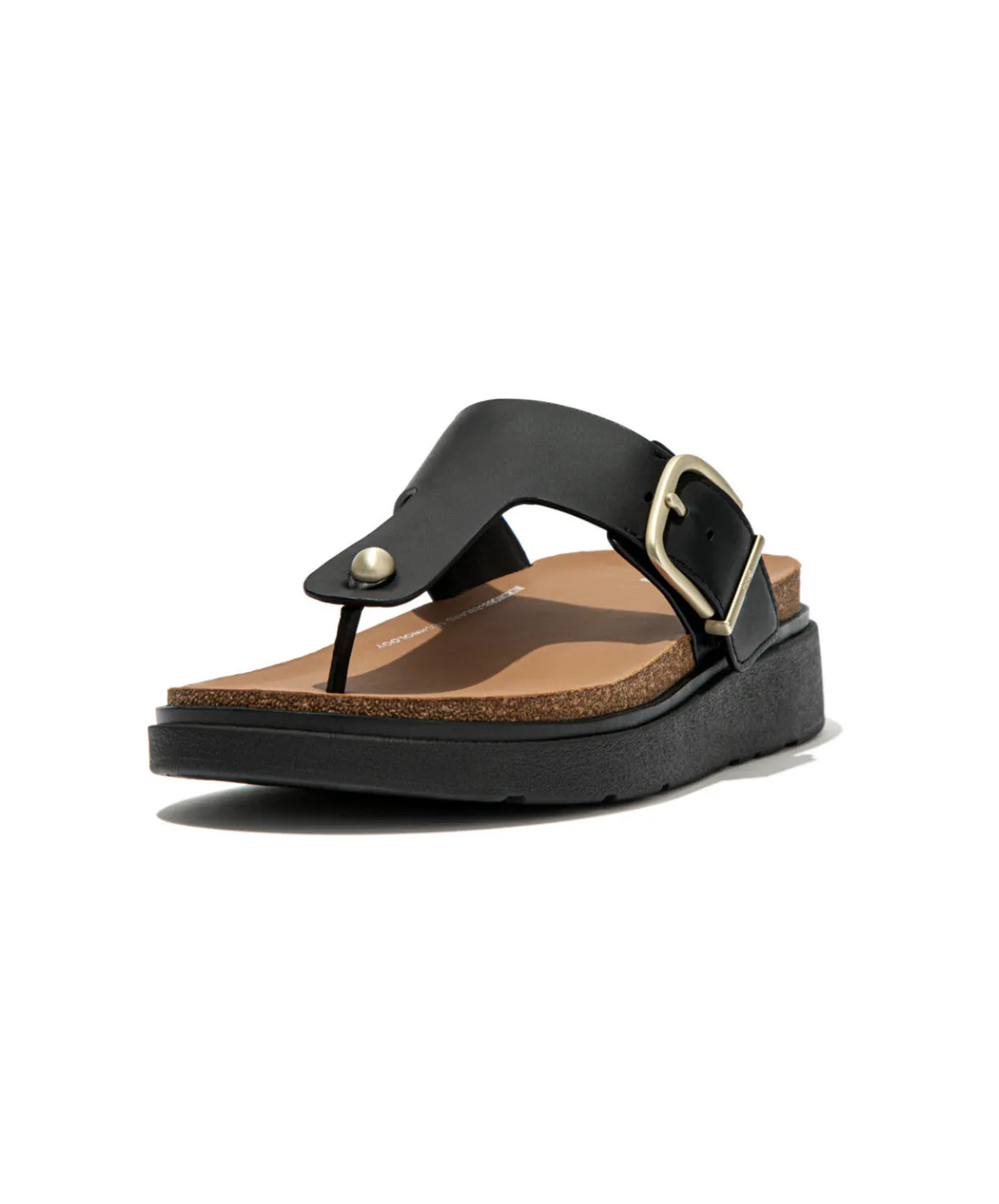 Fitflop Gen-FF Buckle Leather Toe Post Sandal Black