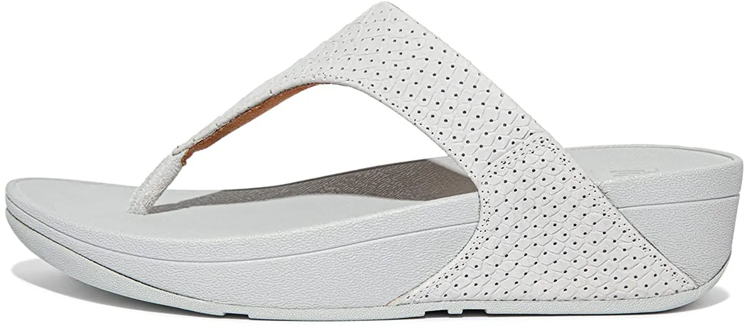 FitFlop Women's Lulu Perf Croc-Embossed Leather Toe-Post Sandal