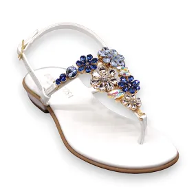 Gilda White Sandals With Crystals.