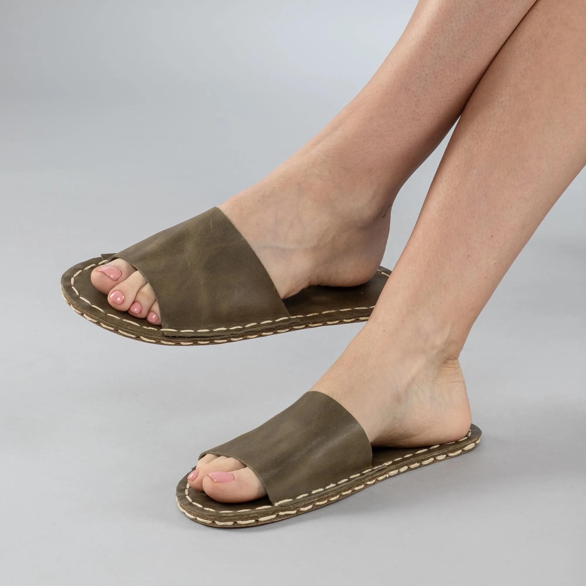 Green Barefoot Slide Sandals