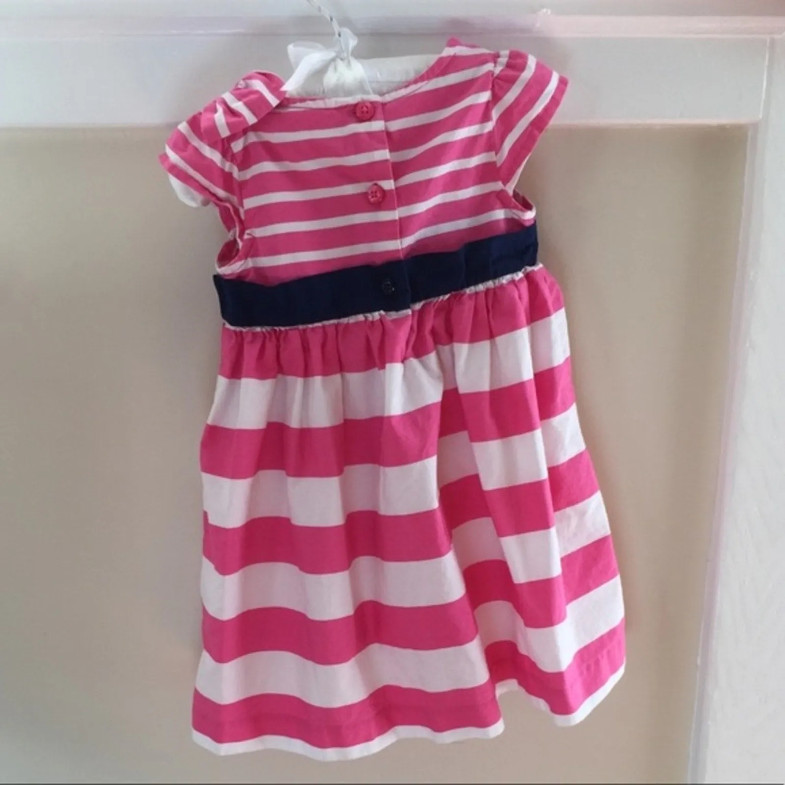 Gymboree Pink & White Striped Bow Dress 12-18 Months