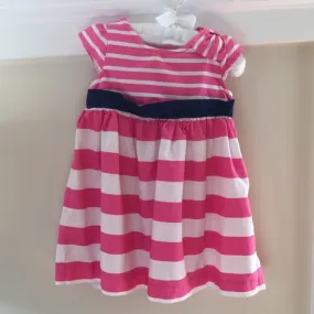 Gymboree Pink & White Striped Bow Dress 12-18 Months