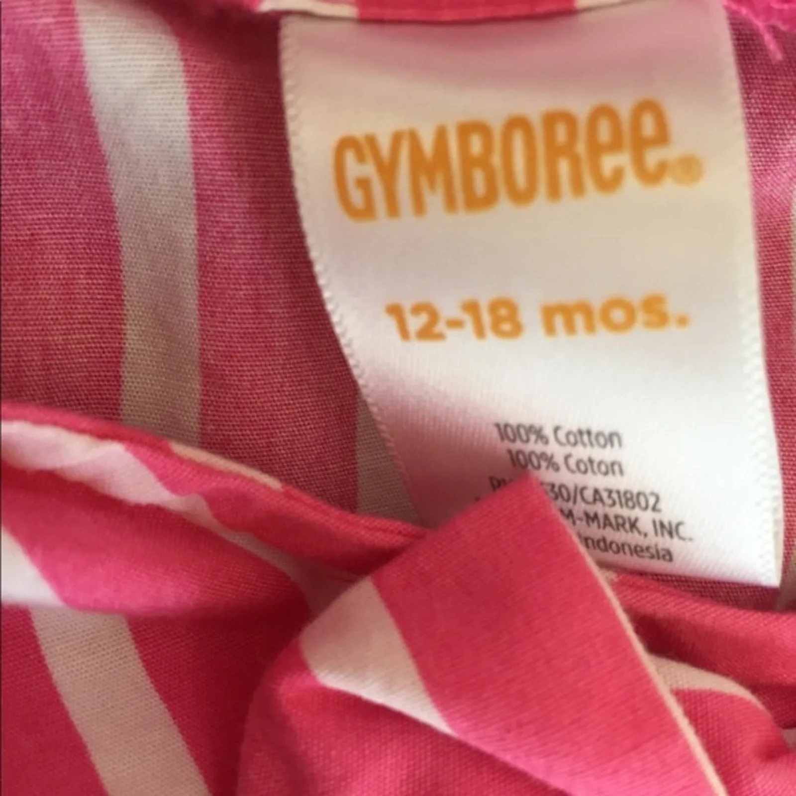 Gymboree Pink & White Striped Bow Dress 12-18 Months