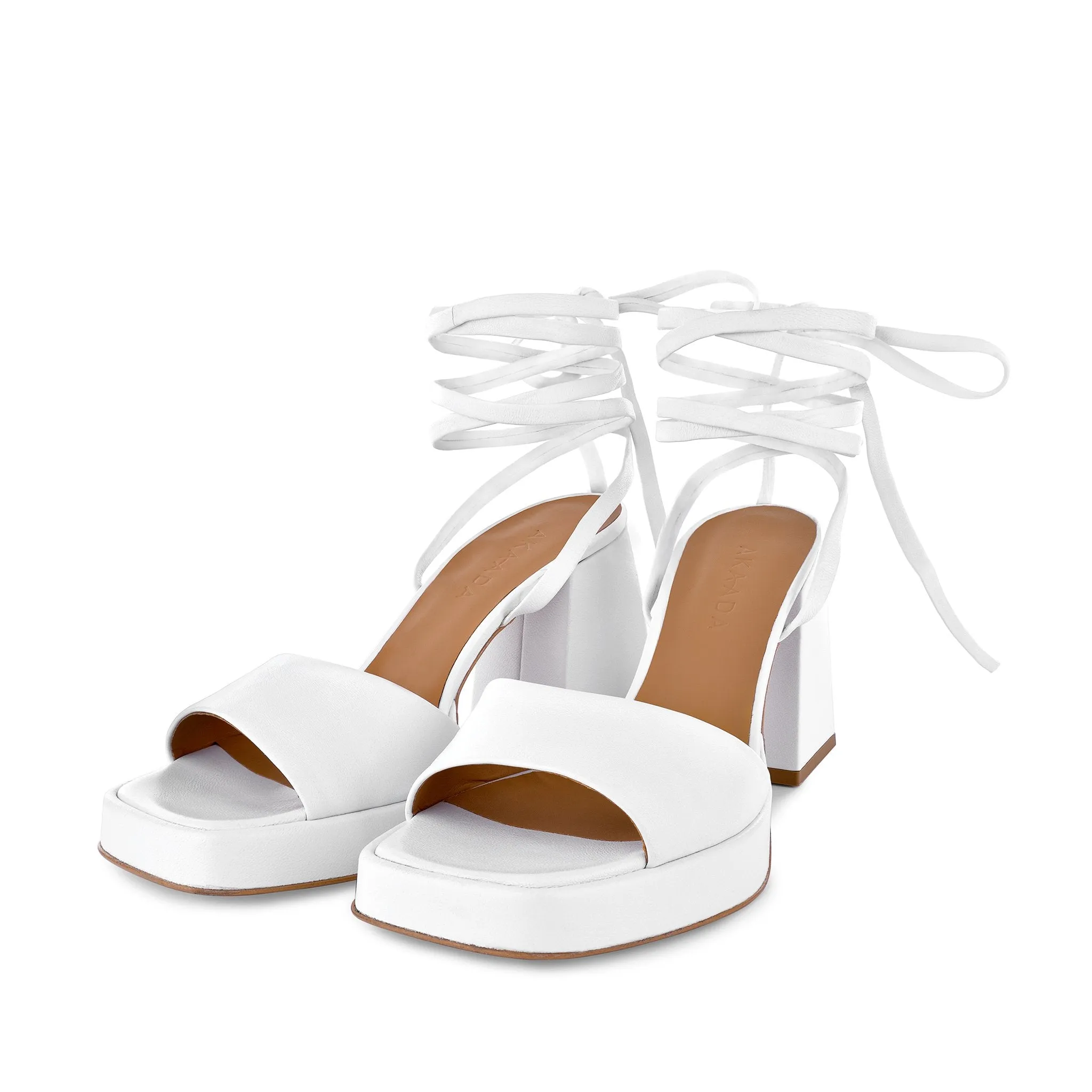 Hana White Wrap Around Sandals