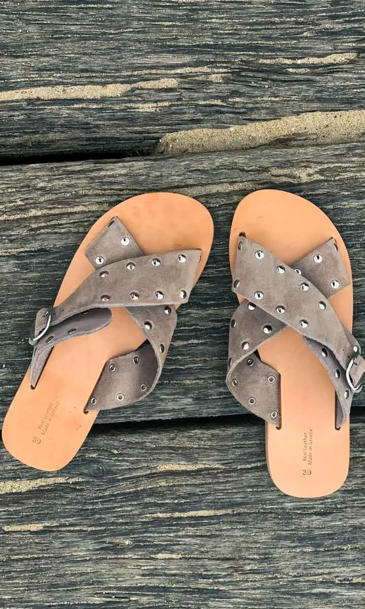 HOSS Natural Cross Stud Sandals